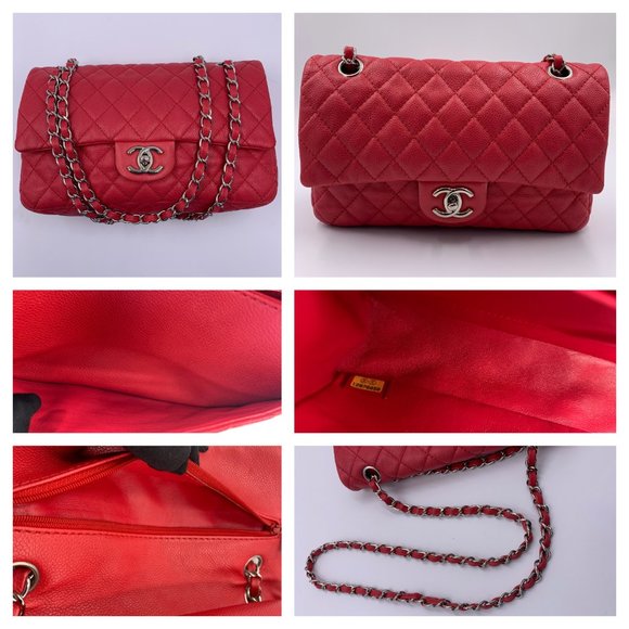 Authentic CHANEL Caviar Red Double Flap Bag - Picture 9 of 13